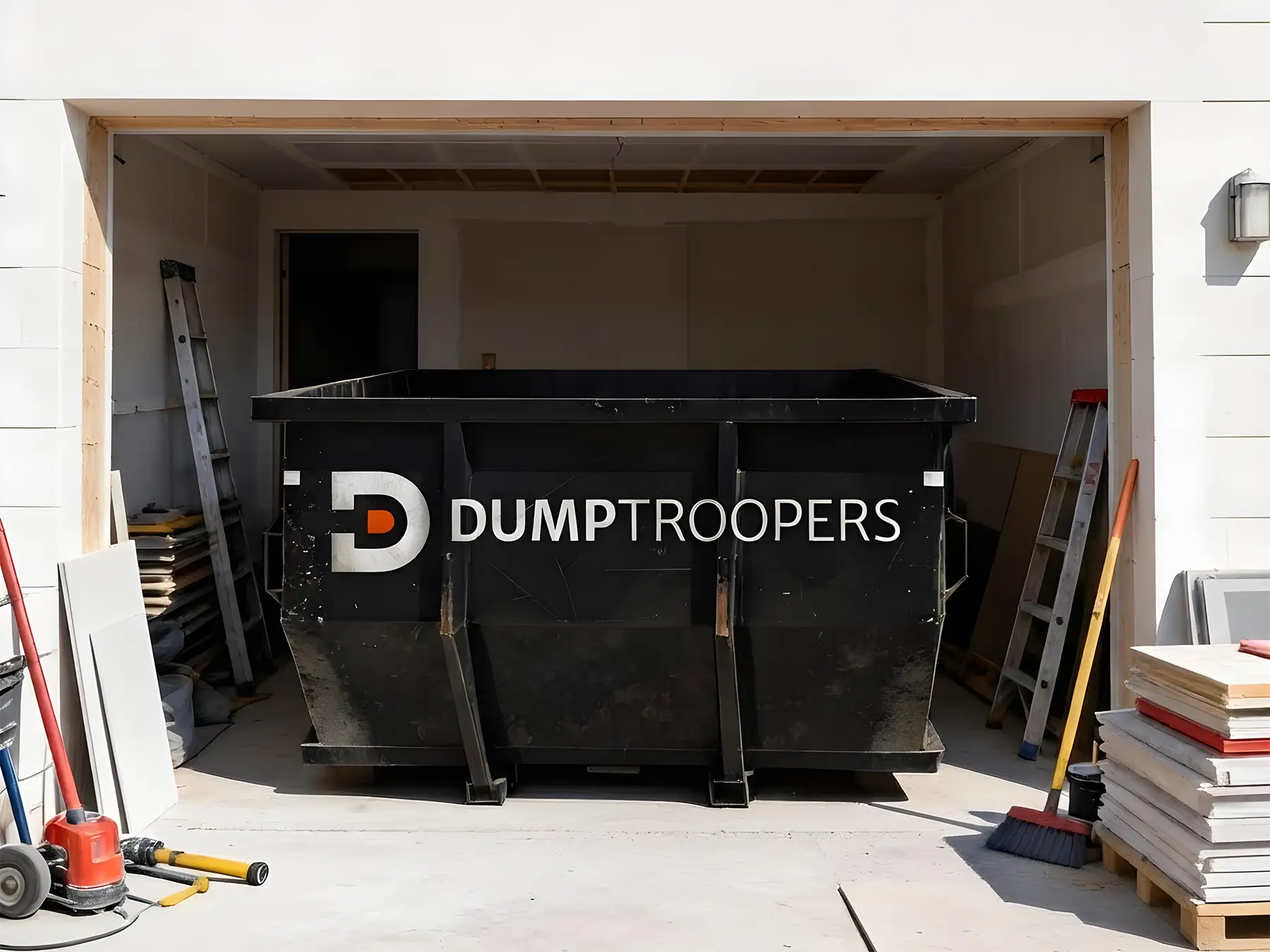 30 yard roll-off dumpster on a Miami job site