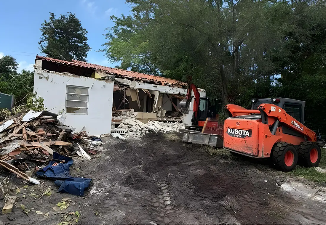Demolition equipment on a Miami job site